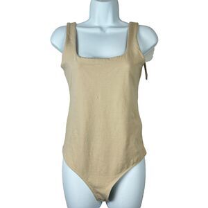 Abercrombie & Fitch Soft A&F Collection Tan Bodysuit Thong Sleeveless Size M NWT